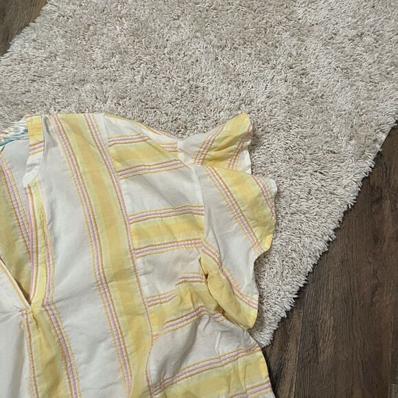 Matilda Jane Size Medium Oversized Pastel Striped Summer Picnic Ruffle Top - Picture 3 of 7